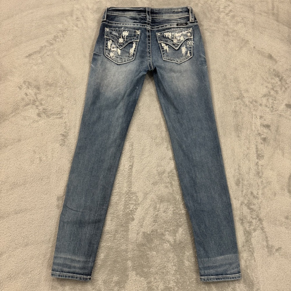 Miss Me Jeans Girls 12 Blue Embellished Rhinestones Medium Wash Denim Stretch‎
